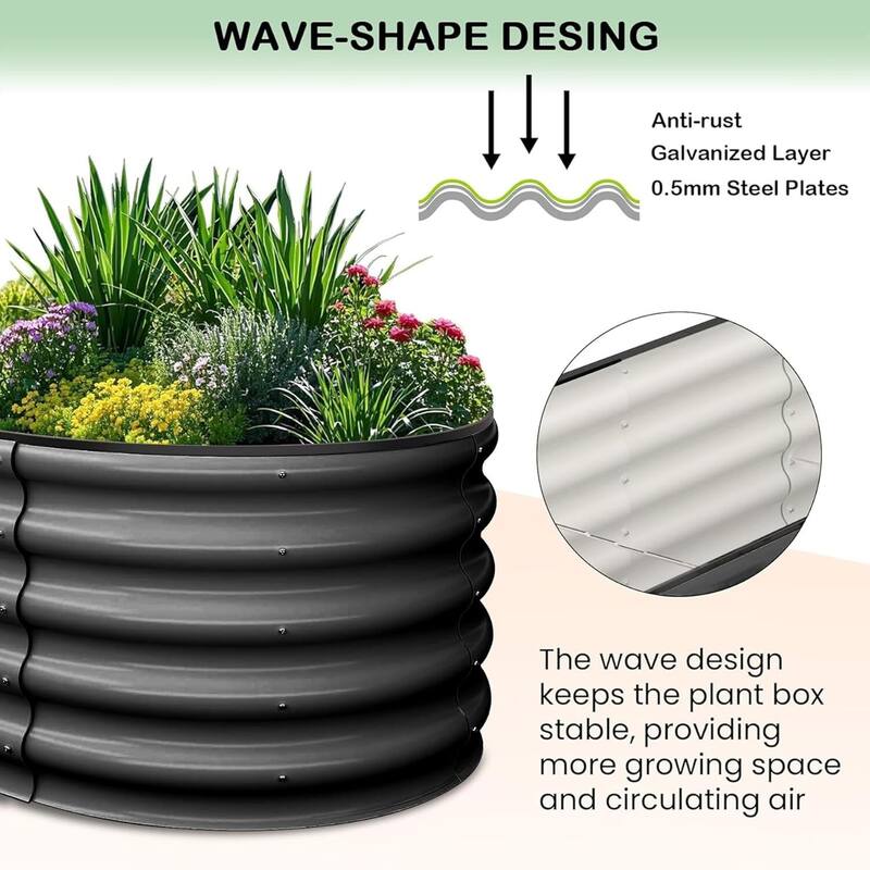 2 Pcs 6x3x1ft Galvanized Raised Garden Bed, Planter Box for Vegetables, Flowers, Fruits