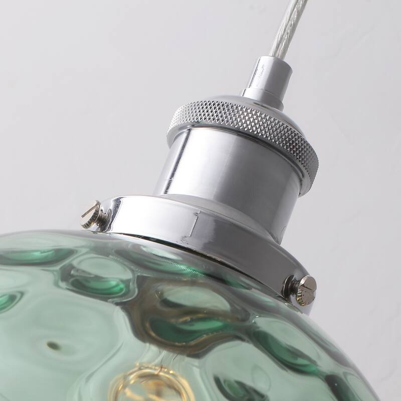 1-Light Metal Hanging Pendant Light with Glass Shade for Kitchen Island