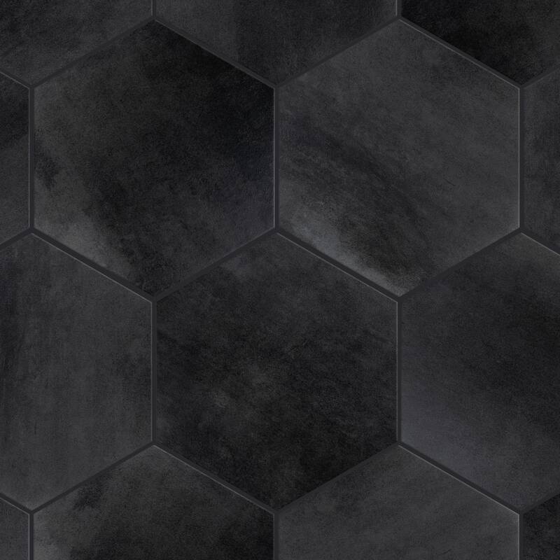 Merola Tile Industrial Hex Black 8-1/2" x 9-7/8" Porcelain Floor and Wall Tile