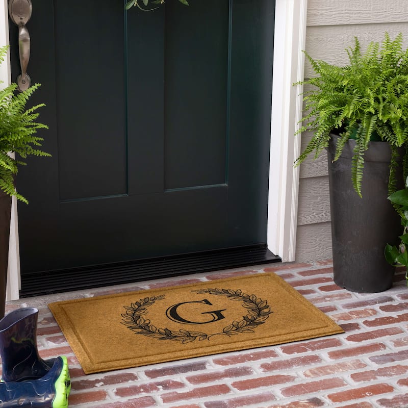 Mohawk Home Monogram Initial Faux Coir All Weather Recycled Rubber Door Mat