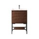 preview thumbnail 7 of 19, James Martin Vanities Mantova 23.6" Single Vanity Cabinet, Mid-Century Walnut Matte Black Base, Glossy White Top