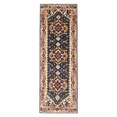 ECARPETGALLERY Hand-knotted Serapi Heritage Navy Wool Rug - 2'6 x 7'8