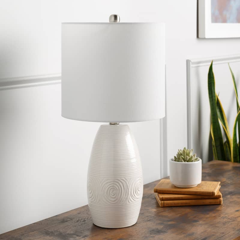 Artistic Weavers Athalia Modern Ceramic Table Lamp - 23"H x 11"W x 11"D - 23"H x 11"W x 11"D - White