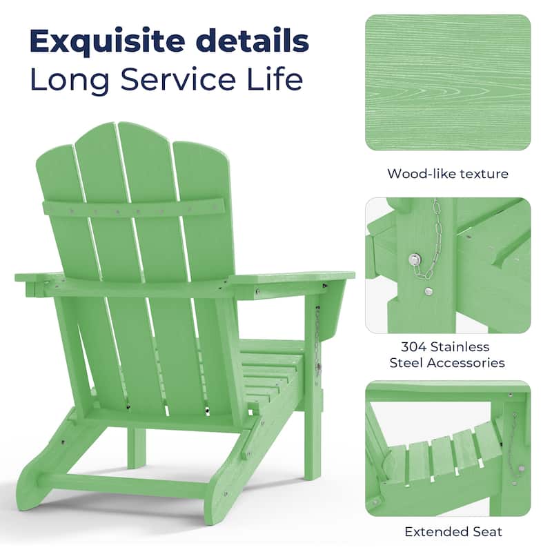 Outdoor HDPE Folding Classic Adirondack Chair All-Weather