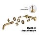 preview thumbnail 8 of 8, Wall Mount Bathroom Sink Faucet Double Handle Bathroom Faucet Copper Three Hole Bathroom Basin Vanity Faucet