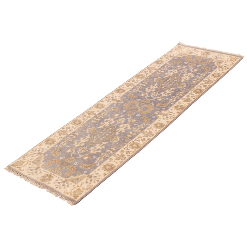 ECARPETGALLERY Hand-knotted Royal Oushak Grey Wool Rug - 2'6 x 7'8