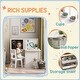 preview thumbnail 4 of 5, Kids Table and Chair Set, 3-in-1 Art Desk with Blackboard, Whiteboard, Storage, and Roll Paper