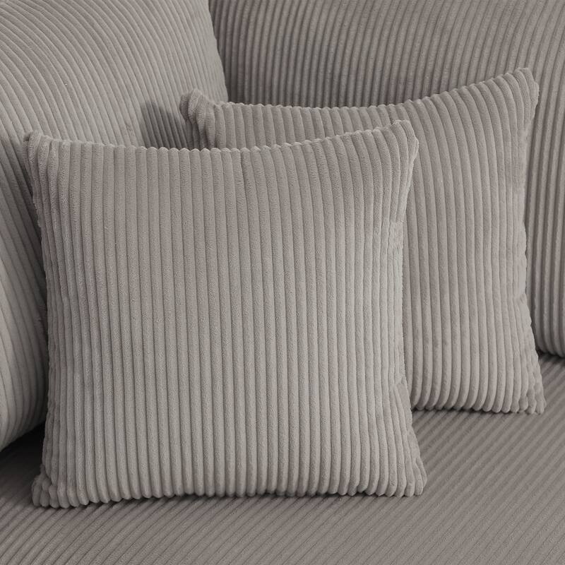 Set of 2 Modern Decorative Soft Corduroy Throw Pillows - Light Grey