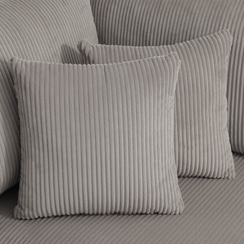 Set of 2 Modern Square Corduroy Accent Throw Pillow