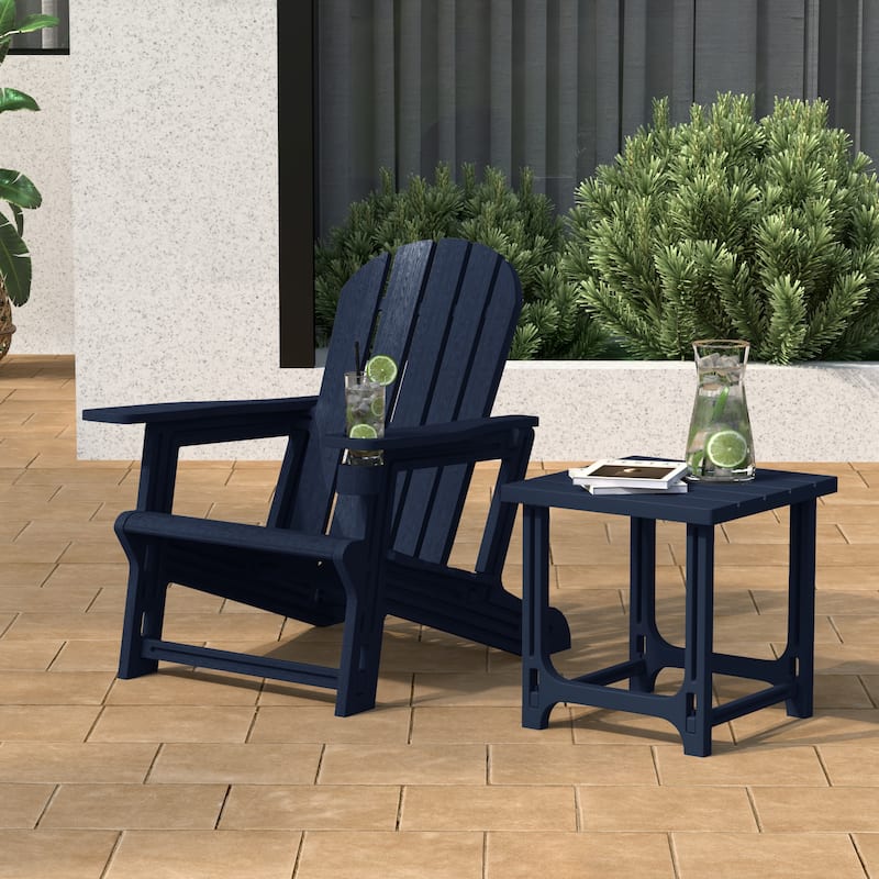 Polytrends Coastline Outdoor Poly Adirondack Chair with Side Table