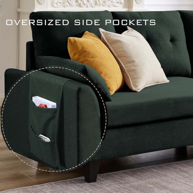 Modular Sectional Sofa Couch L Shaped With Chaise Storage Ottoman and Side Bags For Living Room