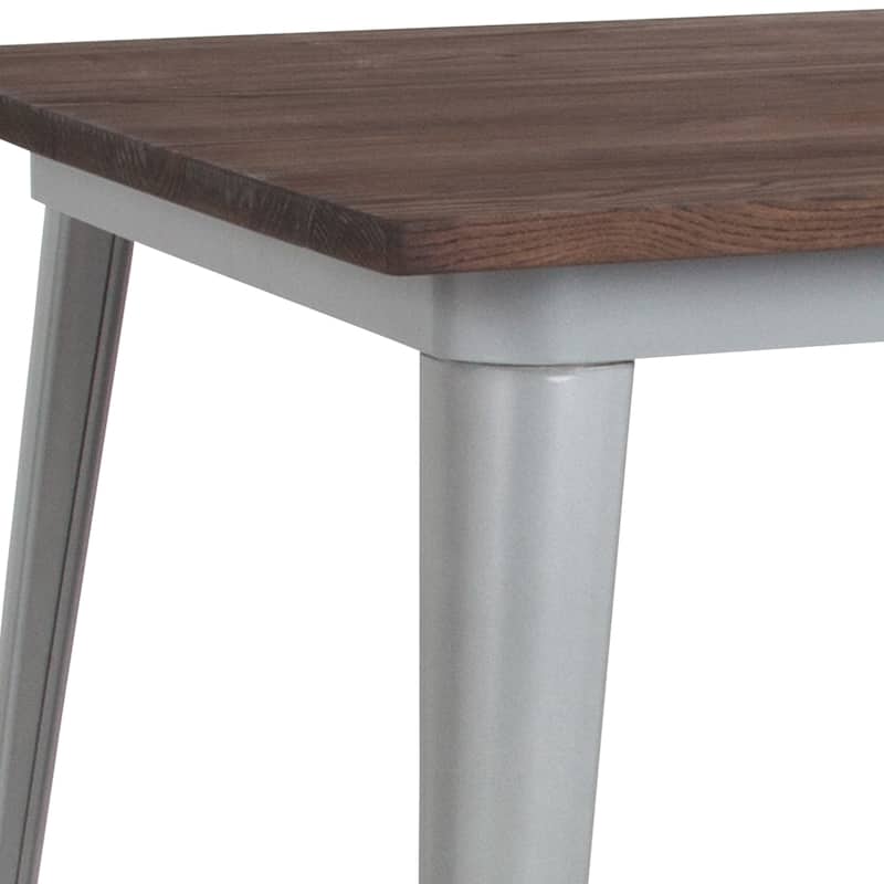 Industrial Steel and Wood Compact Square Dining Table - 31.5"W x 31.5"D x 30.5"H