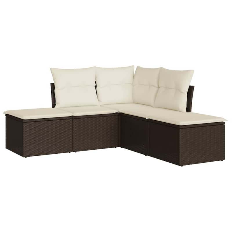 vidaXL Garden Sofa Set Brown, Cream White - 24.4 x 24.4 x 27.2