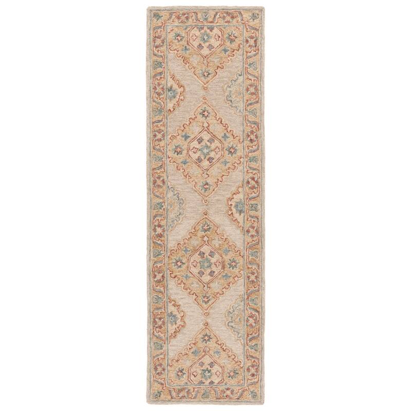 SAFAVIEH Handmade Metro Alearda French Country Wool Rug - 2'3" x 8' Runner - Beige/Rust
