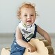 preview thumbnail 4 of 4, Blue and Green Dinosaur Collection Fabric Bandana Baby Bibs (3 Pack Set) - Grey Modern Boho Mod Dinosaurs