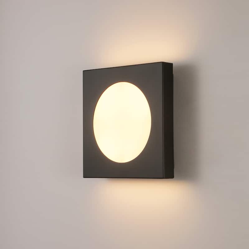 12-in Minimalist Matte Black Rectangle LED Wall Sconce/Flush Mount Ceiling light with Milky White Arcylic Diffuse