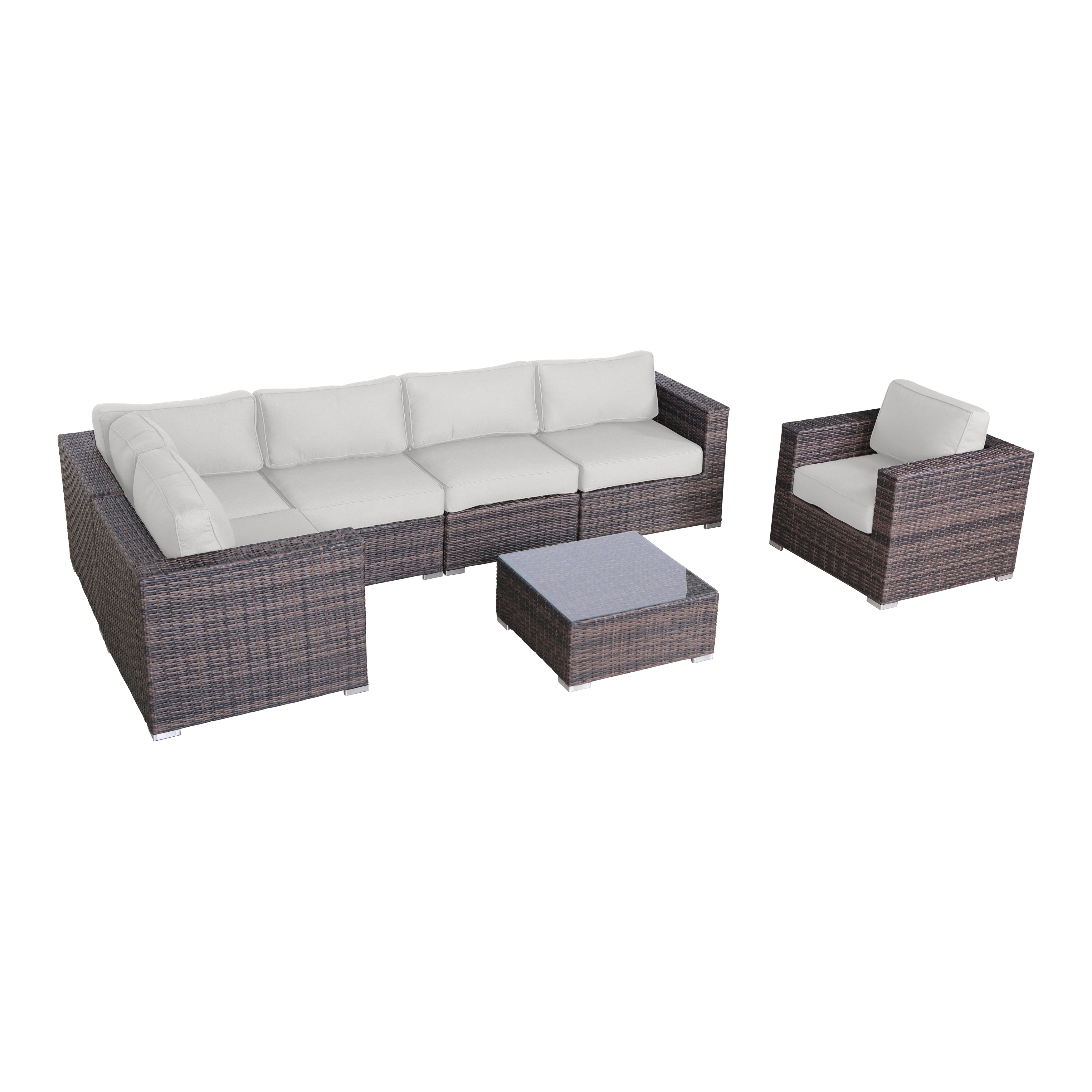 LSI 7 Piece Rattan Sunbrella Sectional Seating Group with - Picture 17 of 42