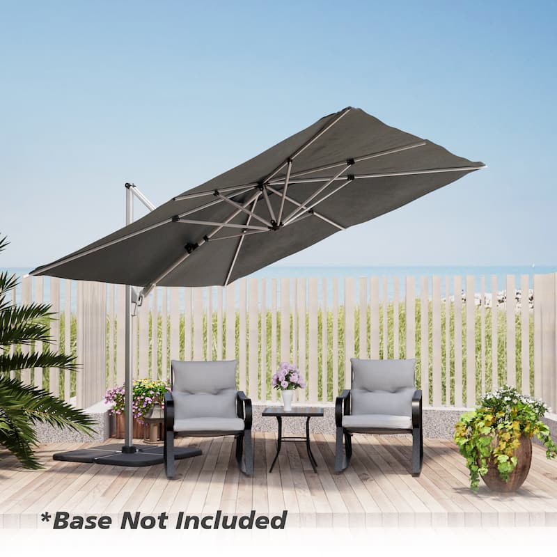 10 x 13 ft Aluminum Crank-lift Cantilever Patio Umbrella - Gray