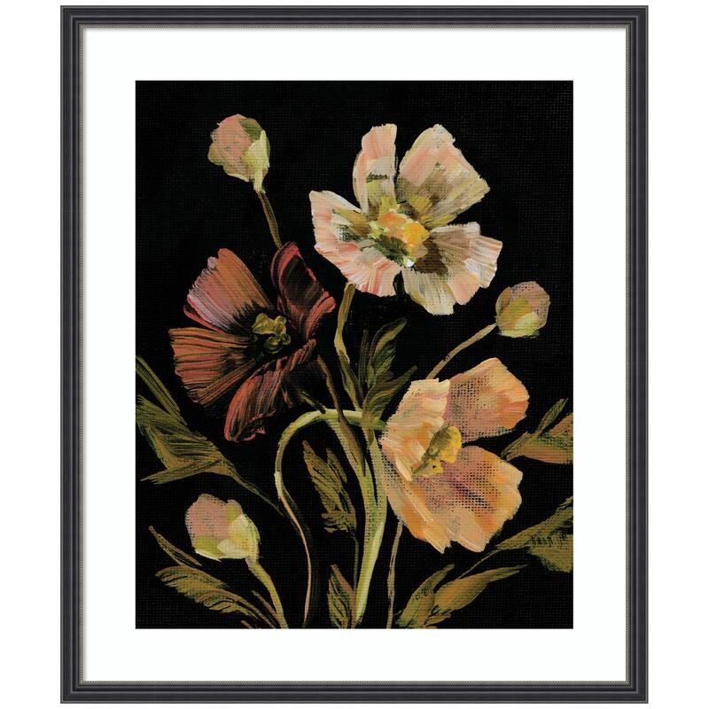 Kate and Laurel Framed Art Moody Floral 5 by Annie Quigley - 21x25 - Black