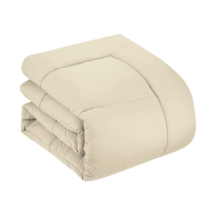Plush Solid Color Box Stitch Down Alternative Comforter
