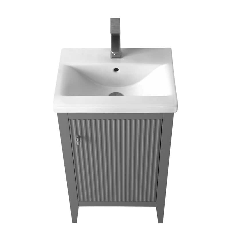 Vanity Art 20" Single Sink Bathroom Vanity Cabinet with Ceramic Top