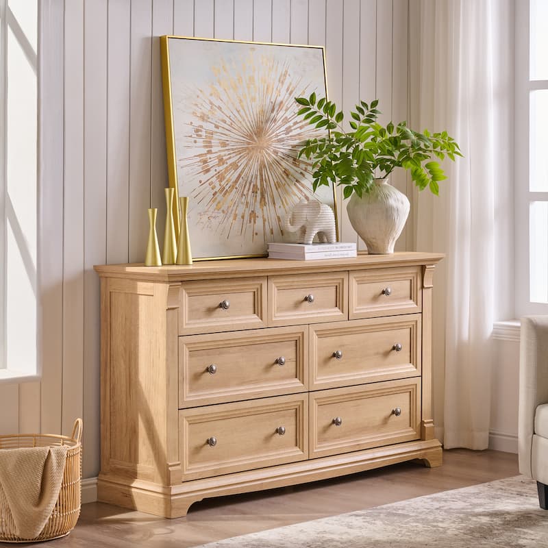Farmhouse 7-Drawer Dresser for Bedroom, Wood Rustic Chest of Drawers