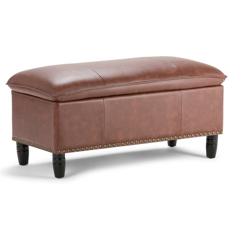 WYNDENHALL Northridge 39 inch Wide Rectangle Storage Ottoman - Cognac
