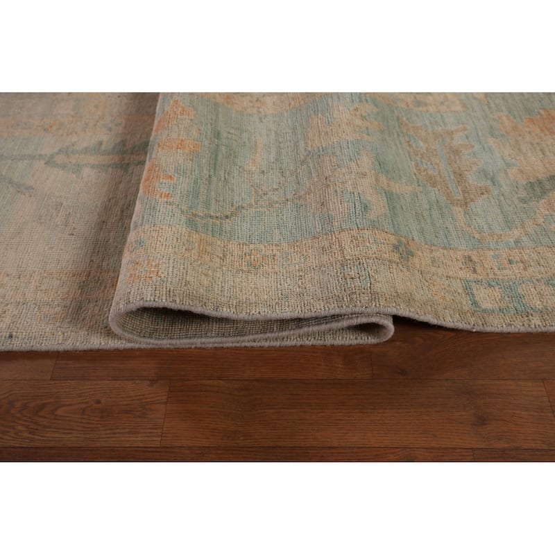 Multi-Color Oushak Area Rug Hand-Knotted Turkish Wool Carpet - 9'9" x 13'2"