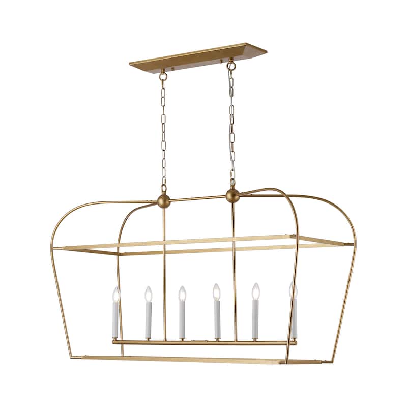 Linear Lantern 6-Light Foyer Debonair Island Chandelier Candle - N/A