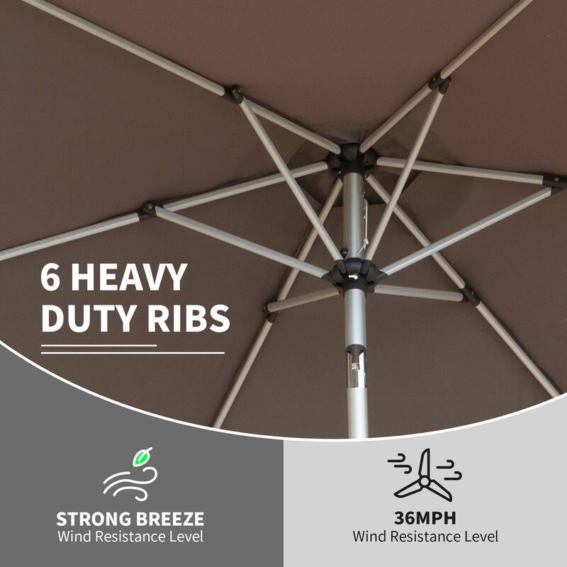 GDFStudio - Premium 7.5FT Patio Umbrella with Push Button Tilt and Sturdy Frame