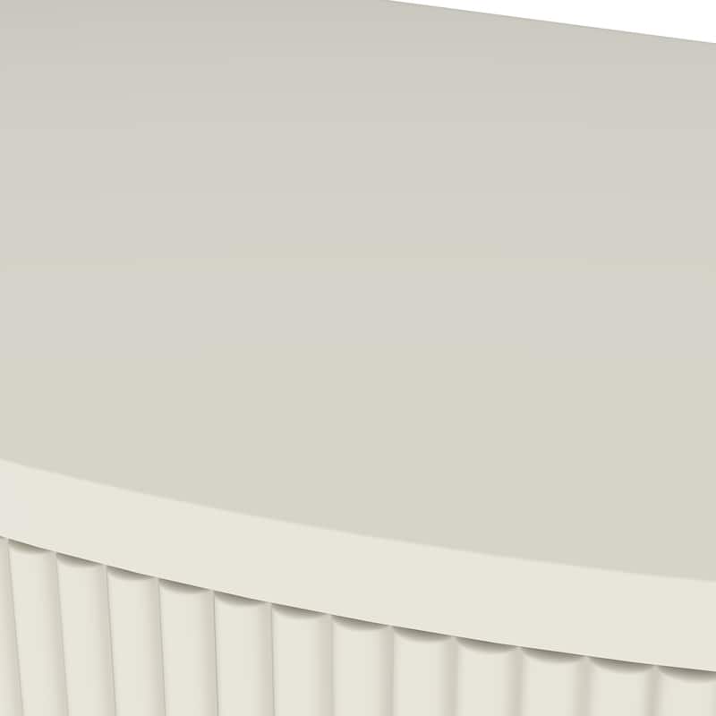 Artisan-Crafted Demi-Lune Console Table,Unique Half Moon Design End Table with 2 Drawers and Shelf