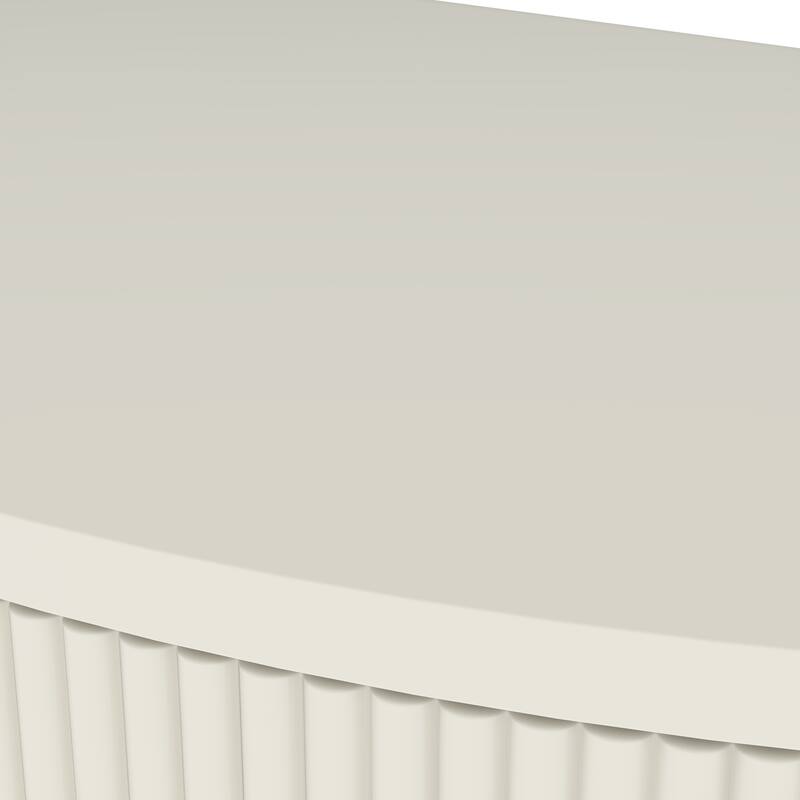 Wave-Pattern Console Table with Dark Gray Finish,Unique Half Moon Design End Table with 2 Storage Drawers and Bottom Shelf