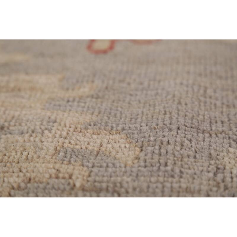 Vegetable Dye Oushak Turkish Area Rug Handmade Grey Wool Carpet - 8'4"x 9'11"