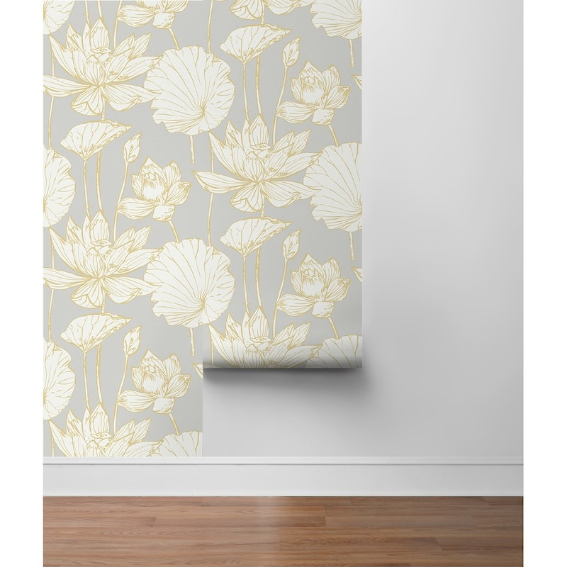 Seabrook Designs Water Lily Floral Non-Woven Unpasted Wallpaper - 20.9 in. W x 33 ft. L