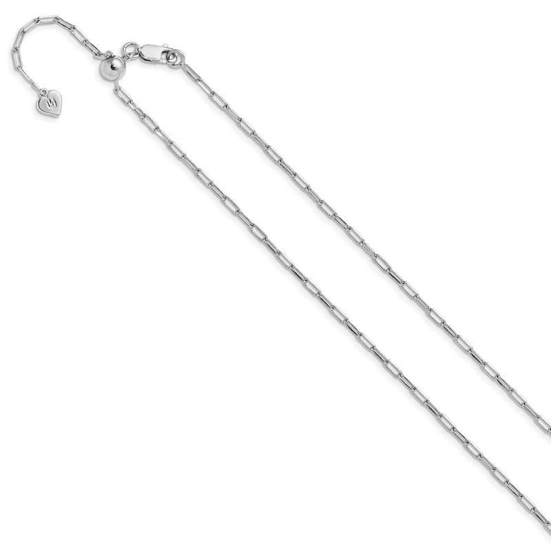 Curata 925 Sterling Silver Italian 22" Adjustable 2mm Paperclip Chain Necklace