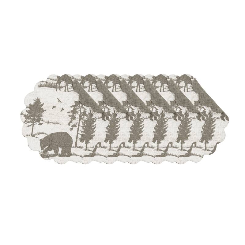 Henderson Hideaway Round Woven Reversible Rustic Winter Wilderness Placemat Set of 6 - Set of 6