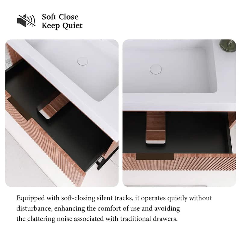 Freestanding Bathroom Vanity with White Integrated Solid Surface Sink
