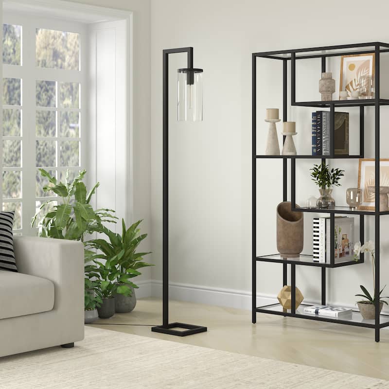 Malva 67.75" Tall Floor Lamp with Glass Shade - 11" Wide - Blackened Bronze with Clear Glass Shade