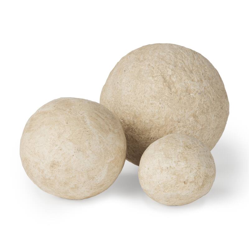 Sunita Beige Paper Mache Orbs (Set of 3) - Beige