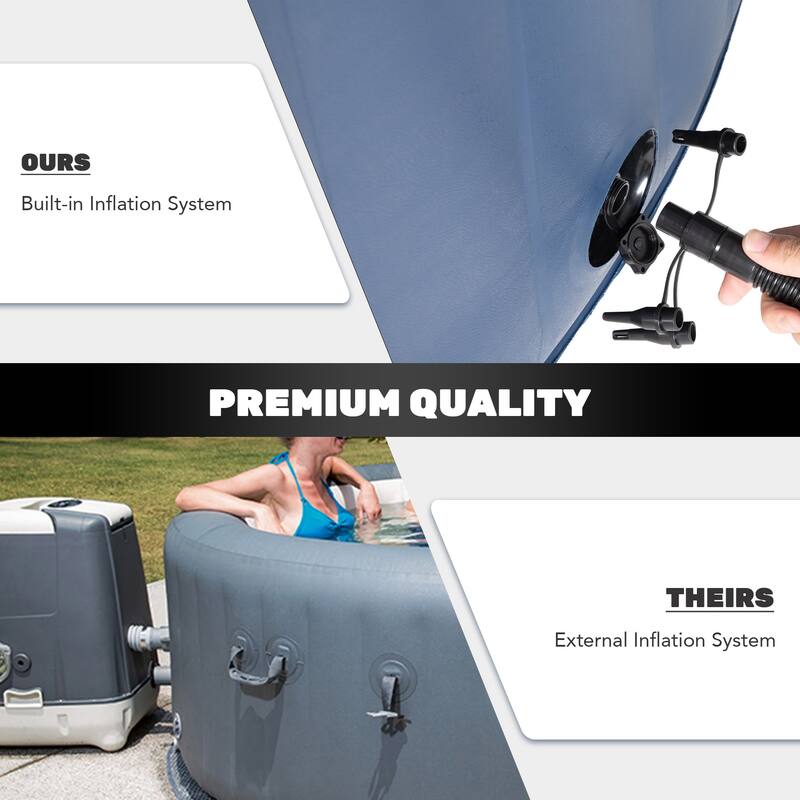 CO-Z Square Inflatable Hot Tub, 4 Person Blow Up Portable Hot Tub