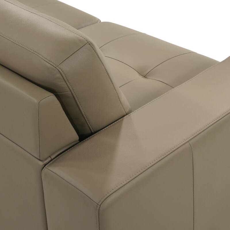 Pimentel Modern 102 in. Modern Top Grain Genuine Leather Sectional Sofa with Tufted Back and Track Arms