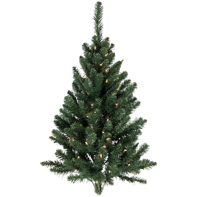 3' Buffalo Fir Artificial Christmas Wall Door Tree Clear Dura Lights - 3 Foot