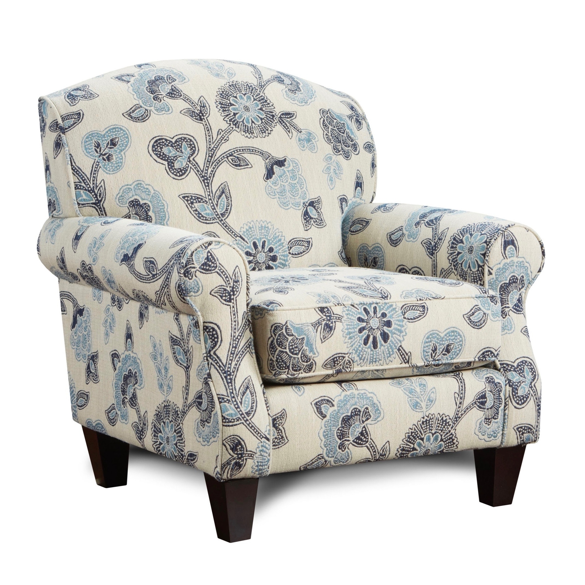Blue and cream accent store chairs