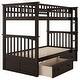 preview thumbnail 11 of 15, Twin Bunk Bed with 2 Storage Drawers, Convertible Solid Wood Bed Frame w/ Ladder & Full Length Guardrails, Detachable Bunk Beds