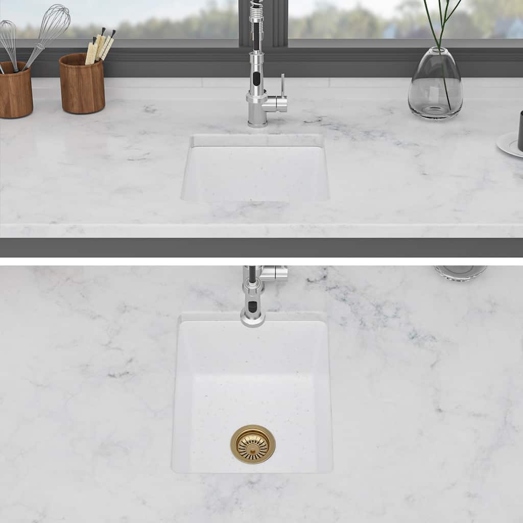 14.82" Undermount Single Bowl Quartz Kitchen Sink - 14.82'' x 17.55'' x 8.38''