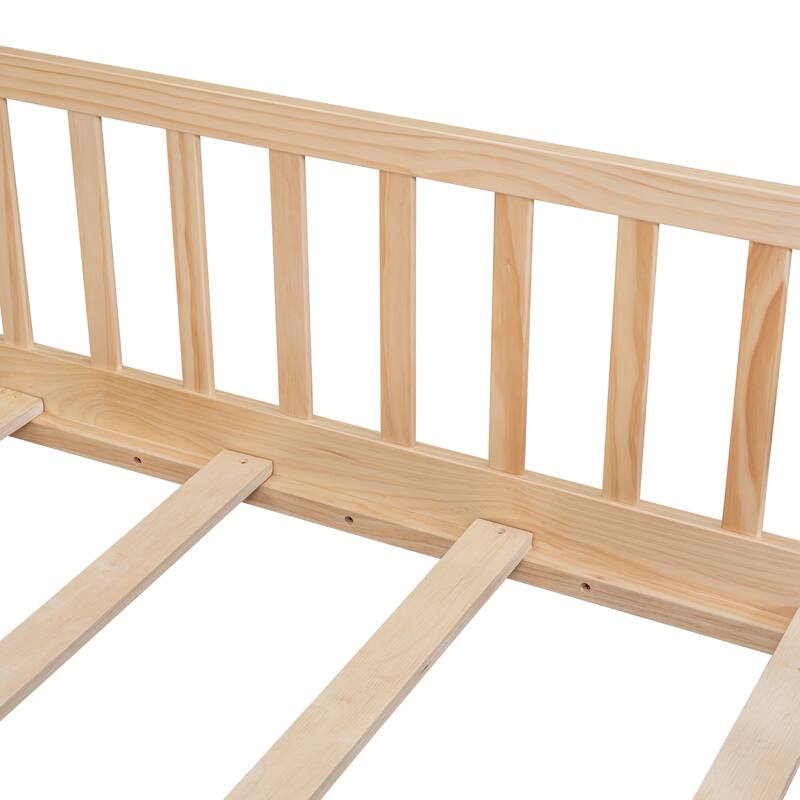 Twin Floor Platform Bed with Fence without Door