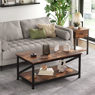 40 Inch Coffee Table with 2 Tier Storage Shelves - Bed Bath & Beyond ...