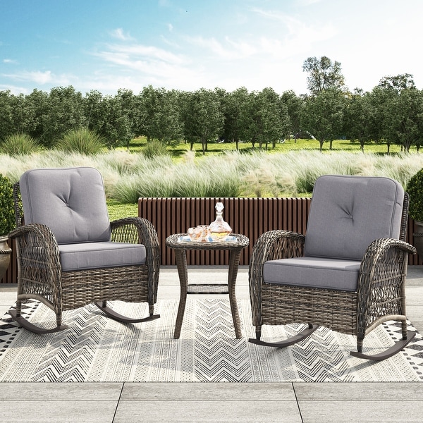 Corvus Salerno Outdoor Handwoven Resin Wicker Rocking Chair On
