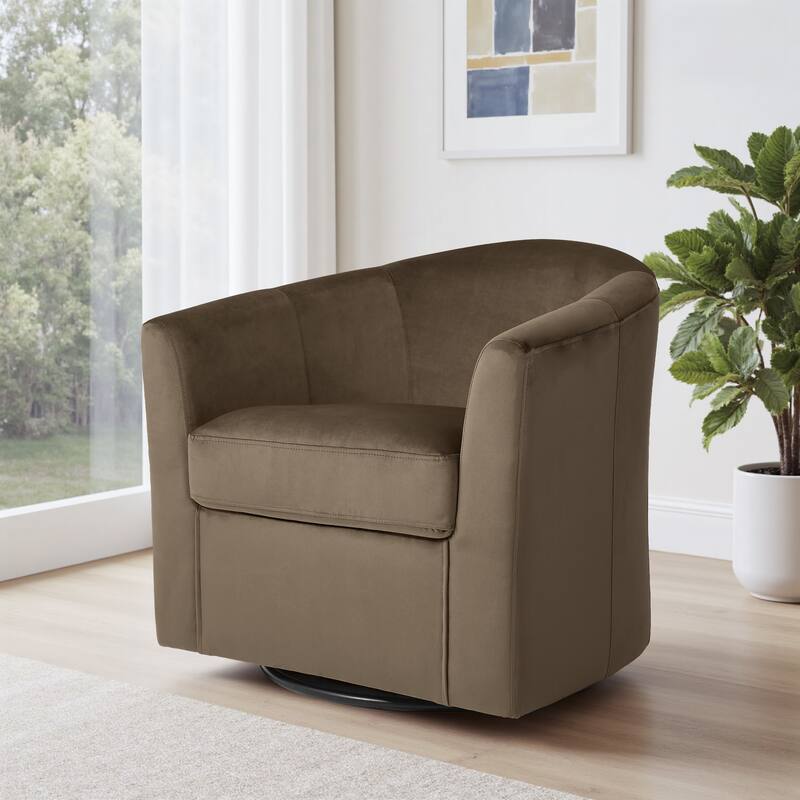 Upholstered Velvet 360° Swivel Accent Arm Chair