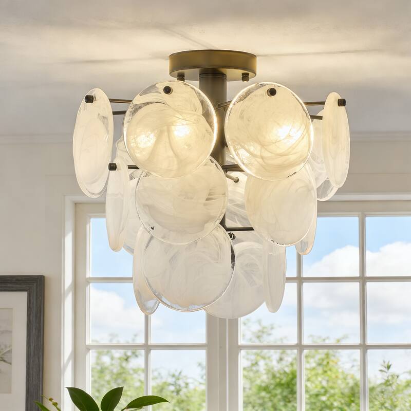 Starsky 4-Light Tiered Handcrafted Textured Glass Flush Mount